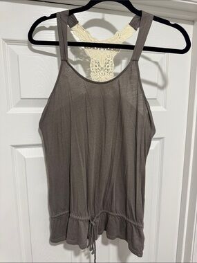 Express Taupe Tank with Cream Lace Racerback